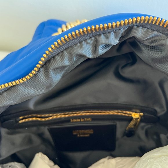 AW20 Moschino Couture Jeremy Scott OVERSIZED Blue Backpack with Attached Hoodie main image 3